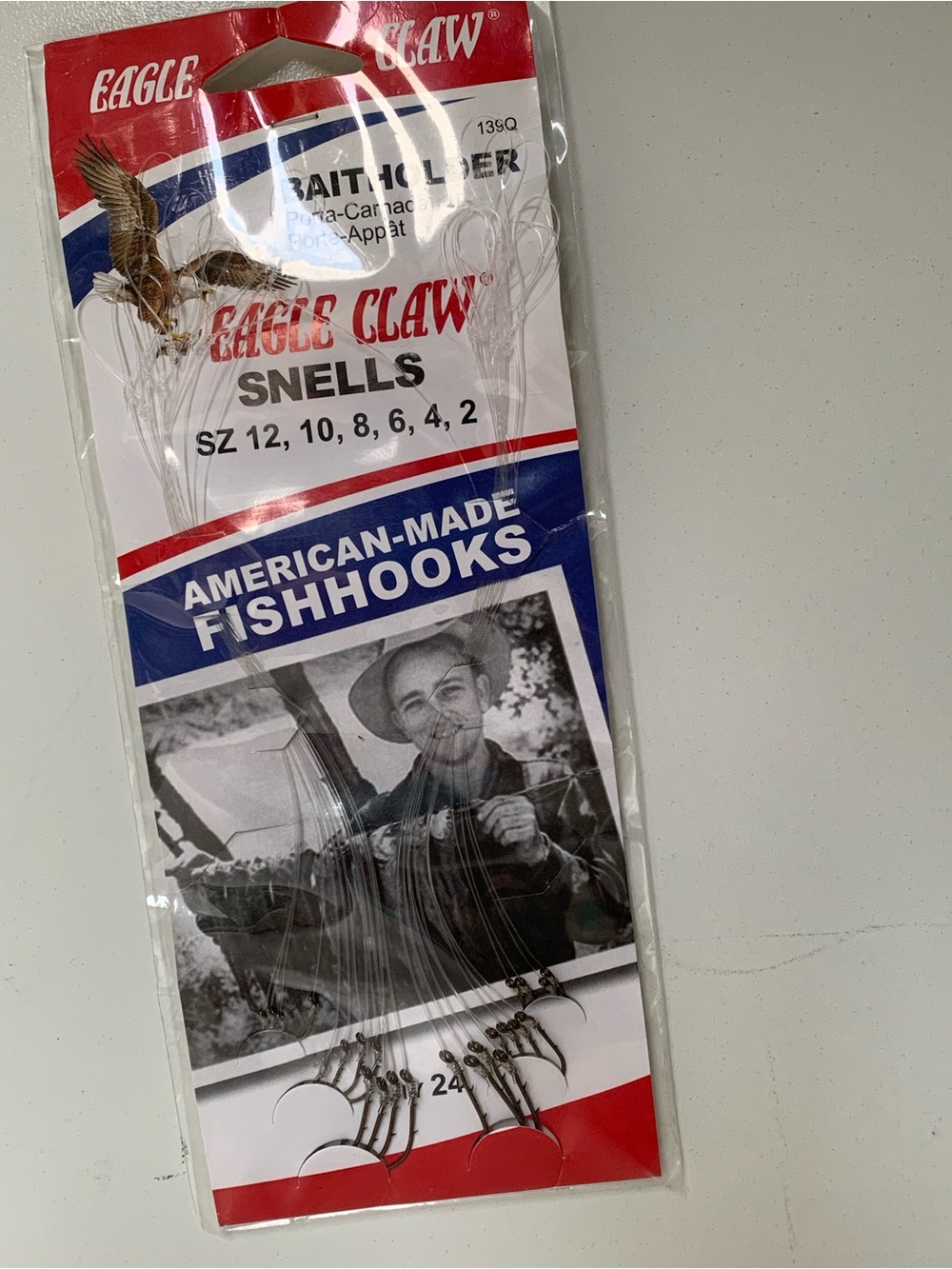 Eagle Claw Snells American-Made Fishhooks - White/Red/Blue Pack